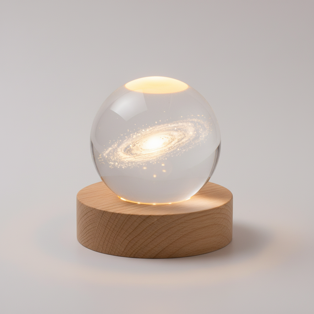 AstroGlobe 3D Lamp – Spherical Wooden Table Lamp with Warm LED Light and Planet Design | Kalsten