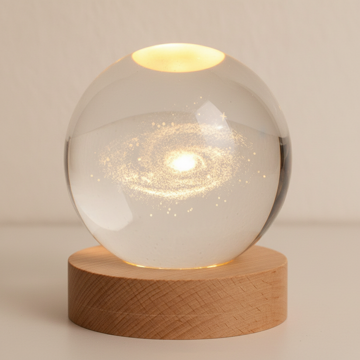 AstroGlobe 3D Lamp – Spherical Wooden Table Lamp with Warm LED Light and Planet Design | Kalsten