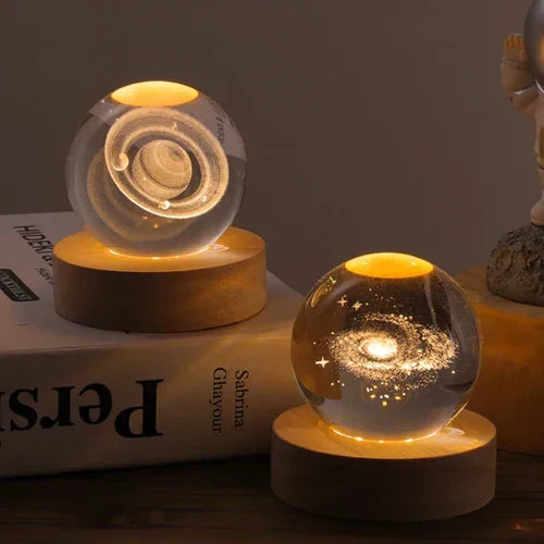 AstroGlobe 3D Lamp – Spherical Wooden Table Lamp with Warm LED Light and Planet Design | Kalsten