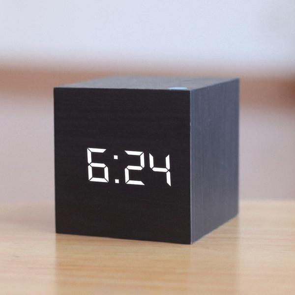 LED Wooden Cube Alarm Clock | Kalsten