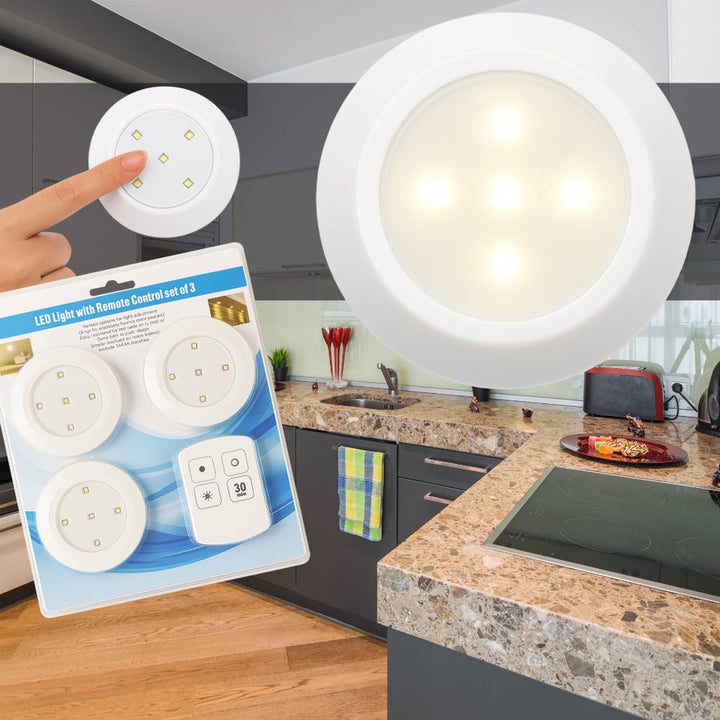LED Spot (round) 3 pcs. incl. remote control | Kalsten