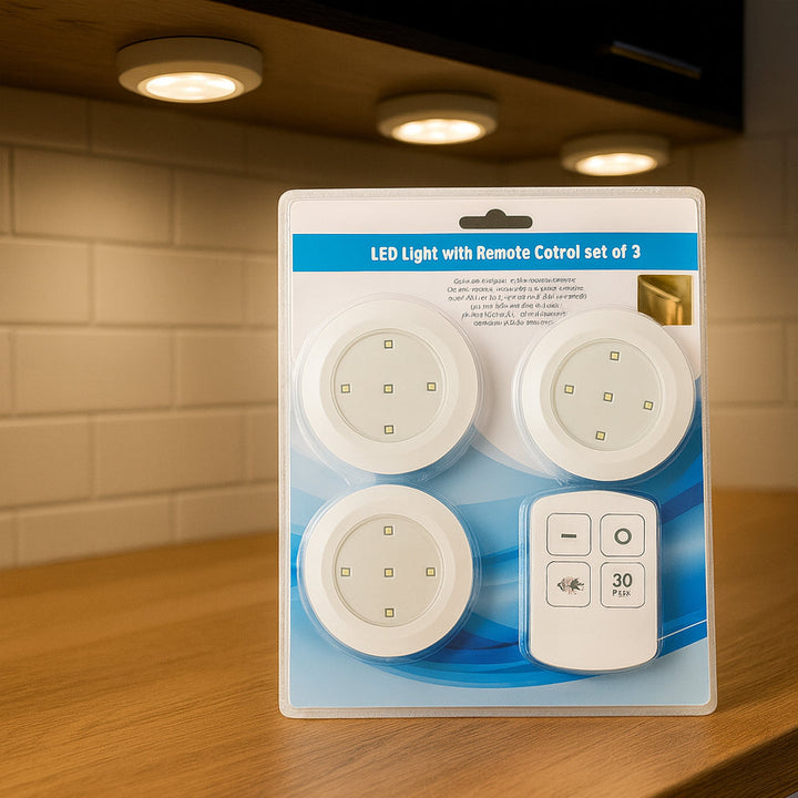 LED Spot (round) 3 pcs. incl. remote control | Kalsten