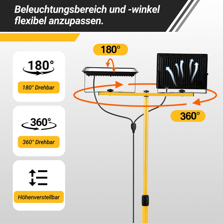 LED Construction Spotlight 2 x 50W/100W/200W with Tripod Adjustable | Kalsten