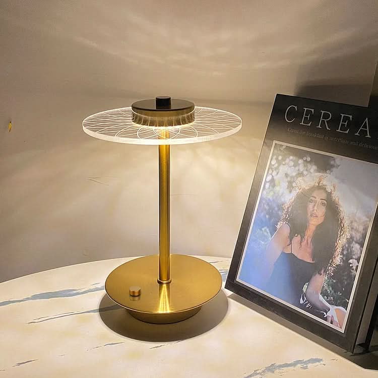 Cordless Rechargeable LED Crystal Disc Table Lamp | Kalsten