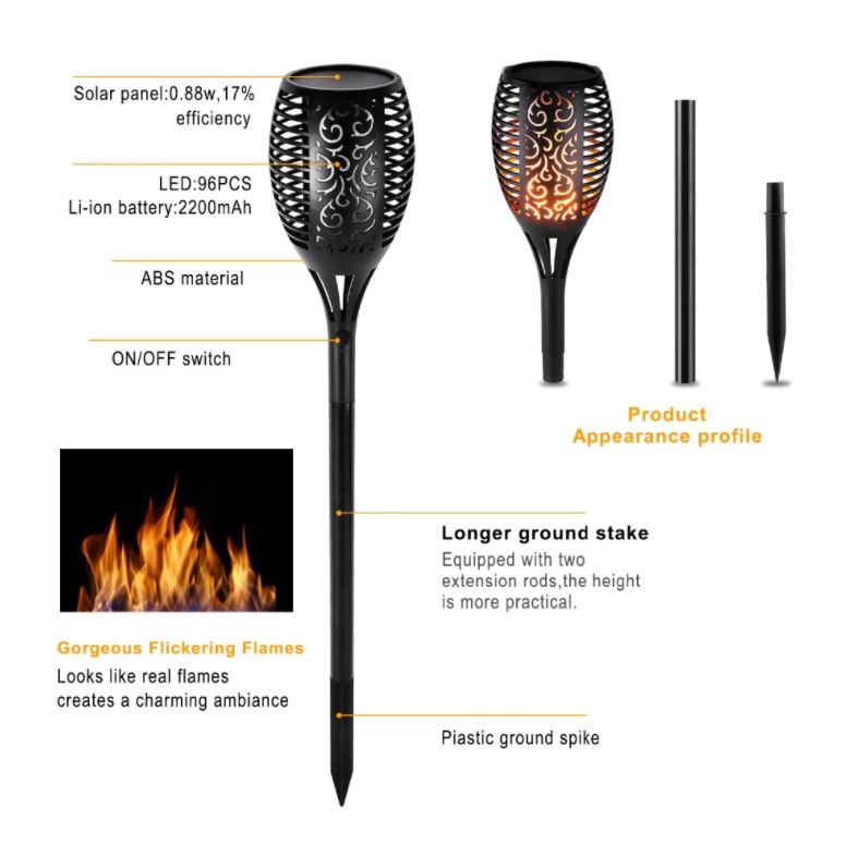 LED Solar Garden Torches Deluxe 96 LED (4 pieces) Kalsten