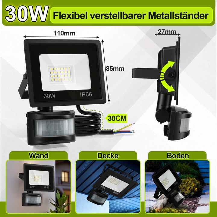 LED Floodlight with Motion Sensor Cool White 10W-100W (no plug) | Kalsten