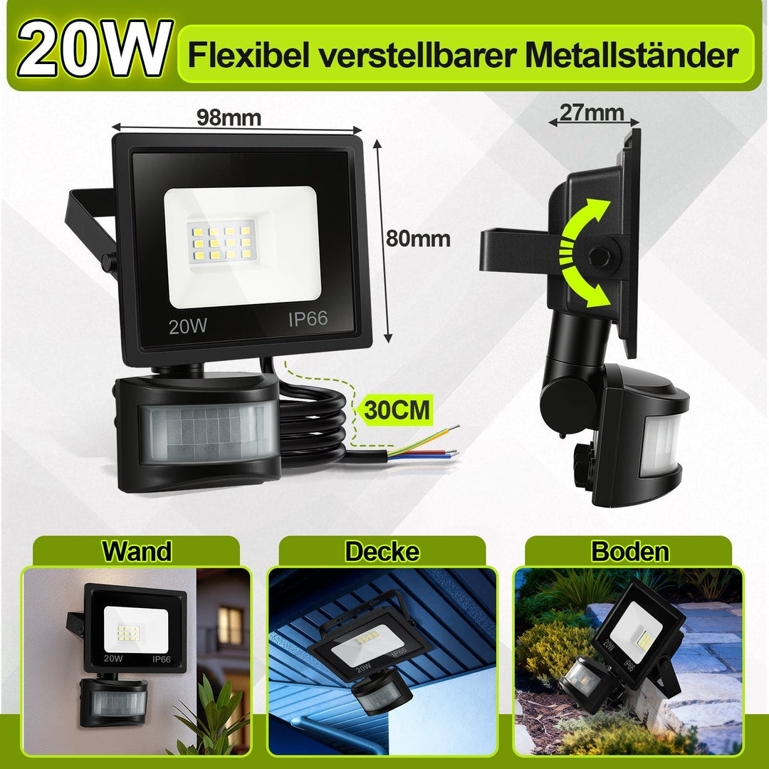 LED Floodlight with Motion Sensor Cool White 10W-100W (no plug) | Kalsten