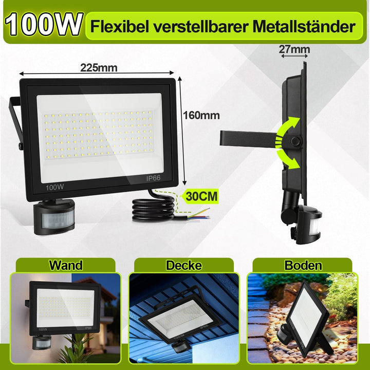 LED Floodlight with Motion Sensor Cool White 10W-100W (no plug) | Kalsten