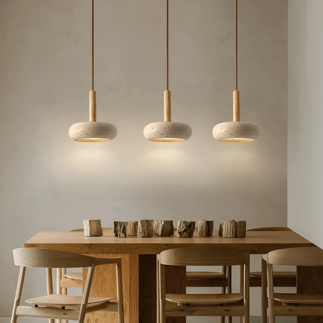 Frendorf | LED Retro Ceiling Light made of wood & stone for a calming atmosphere