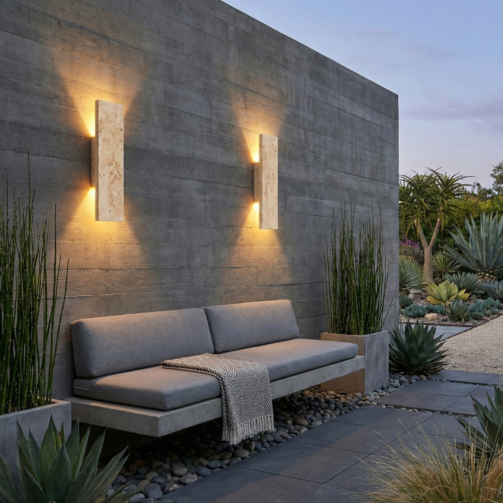 Waterproof Natural Stone Outdoor Wall Sconce