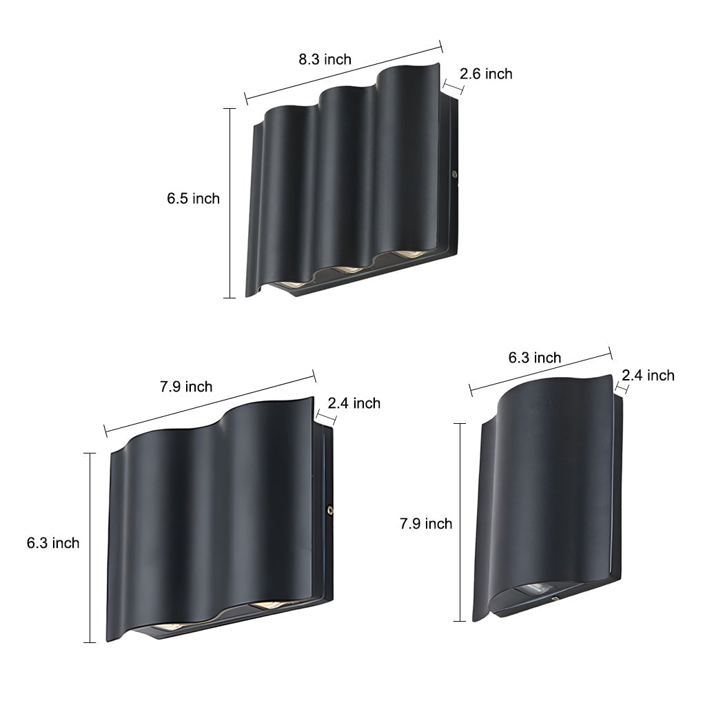 Arc Waterproof Wave Wall Sconces Outdoor Cool LED Up and Down Wall Mounted Lights | Kalsten