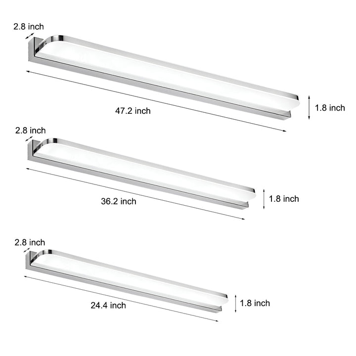 LED Bathroom Vanity Light with Wall-Mounted Panel and Polished Iron Trim | Kalsten