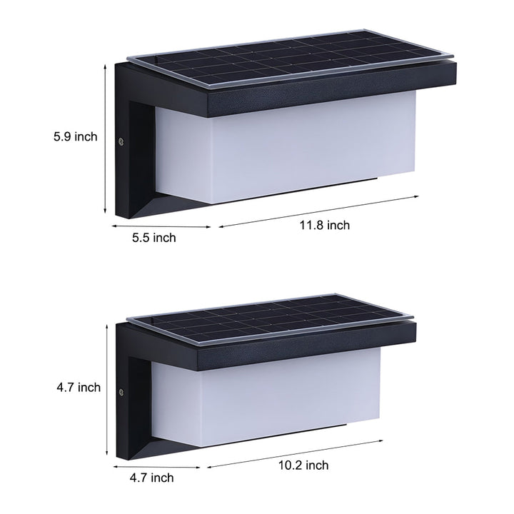 Rectangle Waterproof Light Control Induction Black Modern Solar Sconces | Kalsten