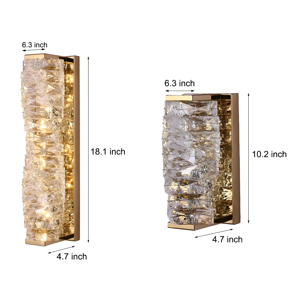 Modern Crystal Pillar LED Wall Sconce – Luxury 3-Color Dimmable Wall Light (Gold/Silver) | Kalsten