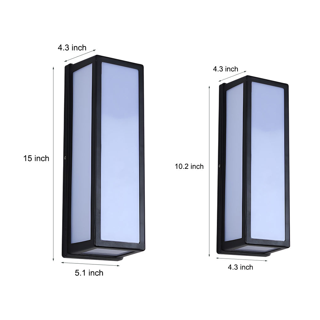 Rectangle LED Waterproof Motion Sensor Black Modern Wall Sconce Lighting | Kalsten