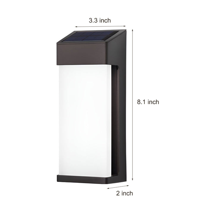 2 Pcs Rectangular LED Light-controlled Waterproof Outdoor Solar Sconce Lighting | Kalsten