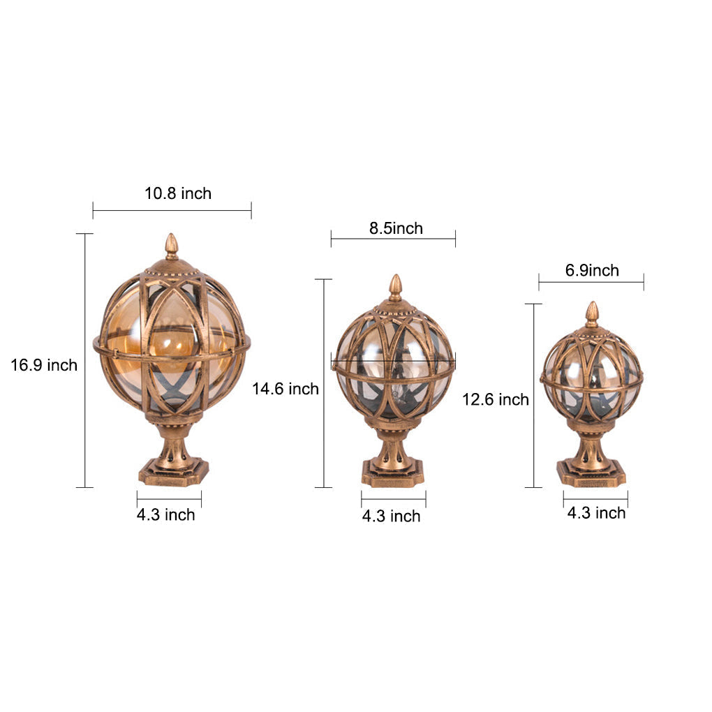Round Glass E27 Waterproof European Style Outdoor Post Caps Lights | Kalsten