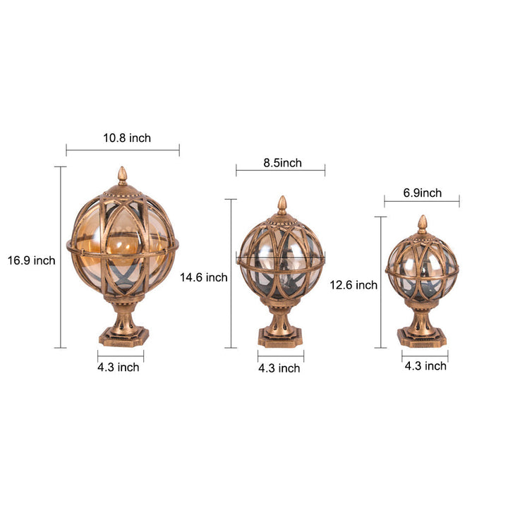 Round Glass E27 Waterproof European Style Outdoor Post Caps Lights | Kalsten