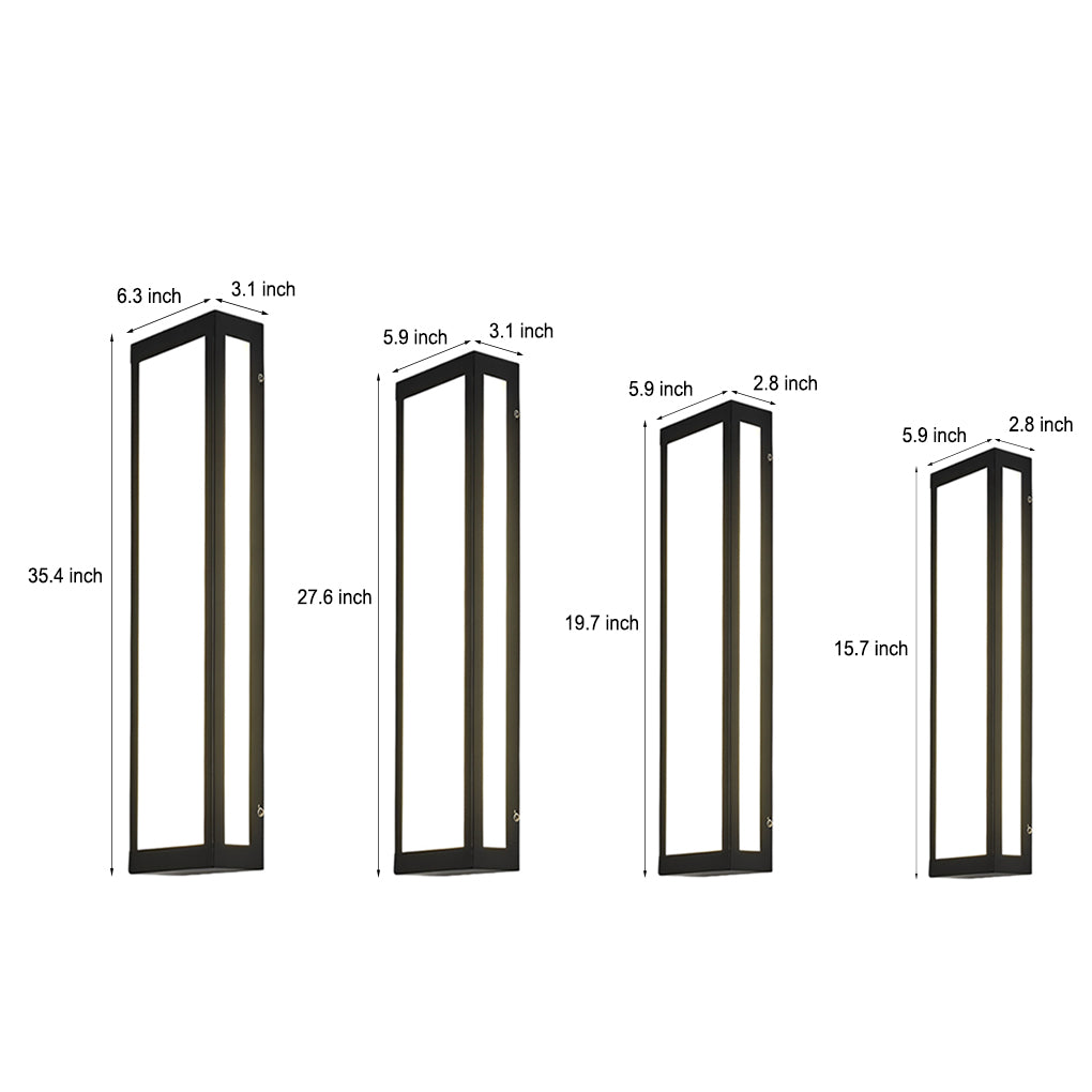 Rectangular LED Waterproof Black Modern Outdoor Exterior Light Wall Lamp | Kalsten