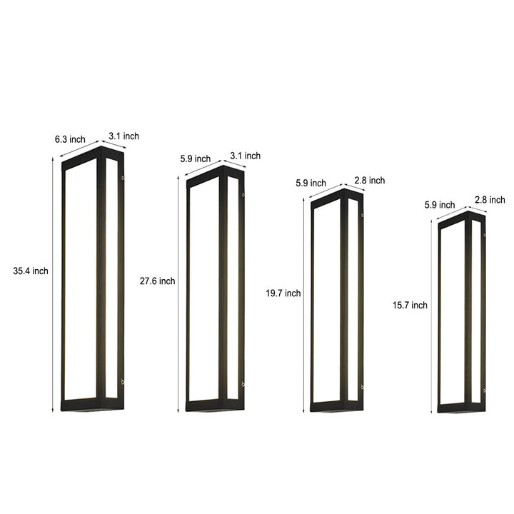 Rectangular LED Waterproof Black Modern Outdoor Exterior Light Wall Lamp | Kalsten