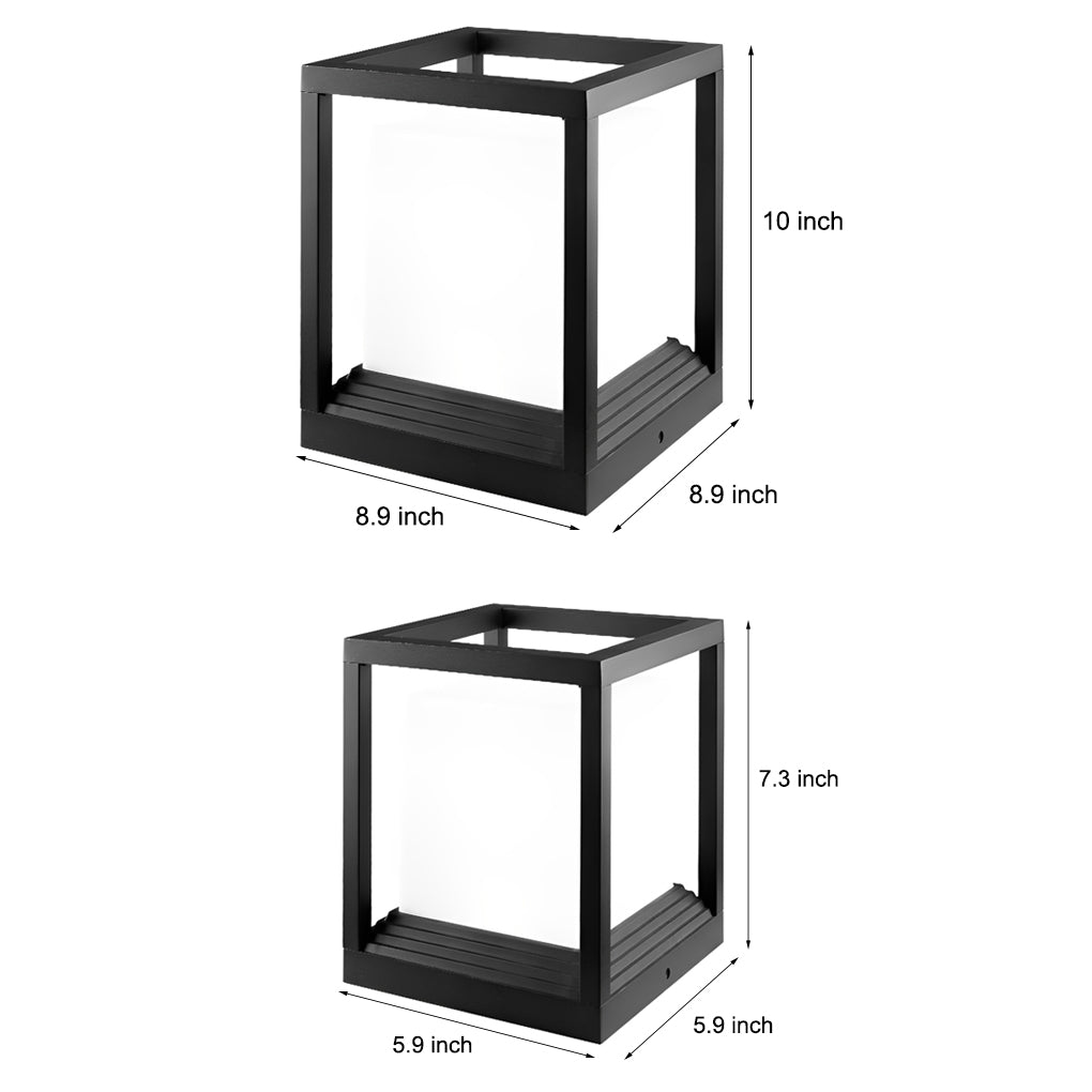 Minimalist Square Waterproof LED Black Modern Solar Fence Post Lights | Kalsten