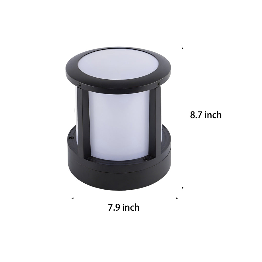 Cylindrical Aluminum LED Waterproof Black Outdoor Fence Post Lights | Kalsten