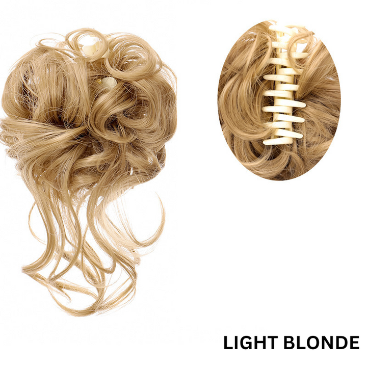 Messy Bun Hair Wavy Curly with Claw Clip Super Natural Look Kalsten