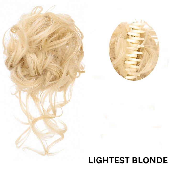 Messy Bun Hair Wavy Curly with Claw Clip Super Natural Look Kalsten