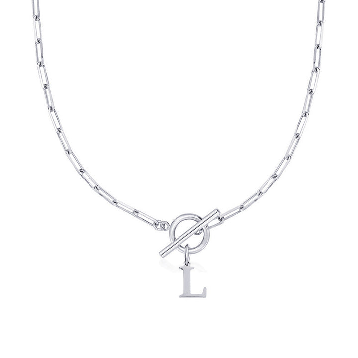 Kalsten | Paperclip Letter Initial Circle Lock Clasp Necklace