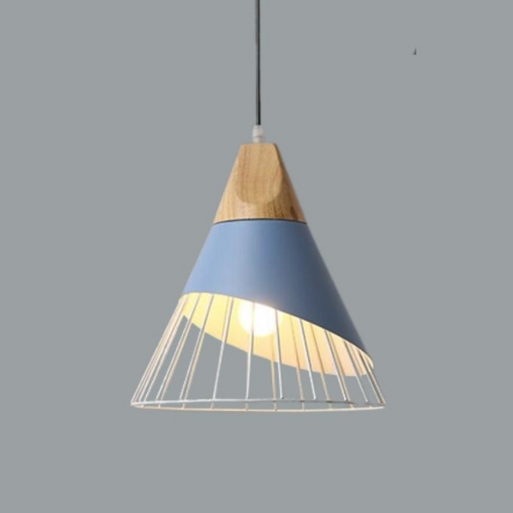 Modern Industrial Pendant Light in Scandinavian Style – Wood & Metal Kalsten