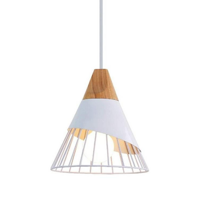 Modern Industrial Pendant Light in Scandinavian Style – Wood & Metal Kalsten