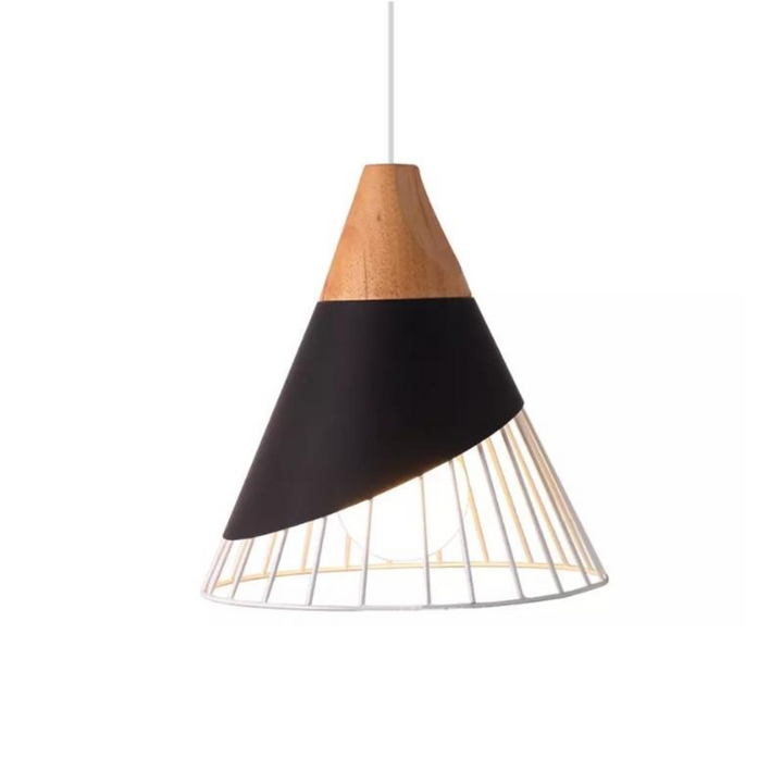 Modern Industrial Pendant Light in Scandinavian Style – Wood & Metal Kalsten