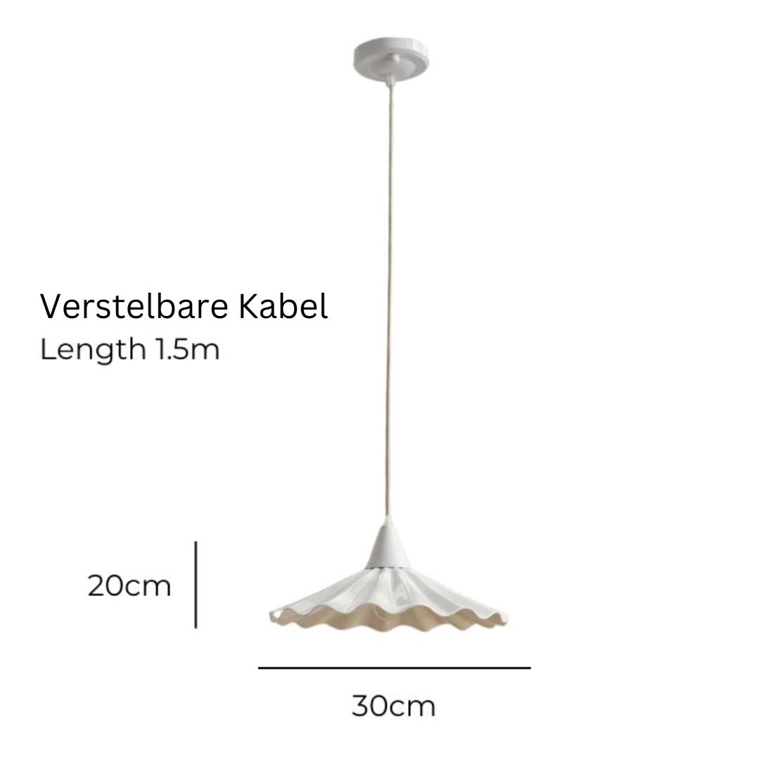 Modern White Ceramic Pendant Lamp with Unique Ribbed Design Kalsten