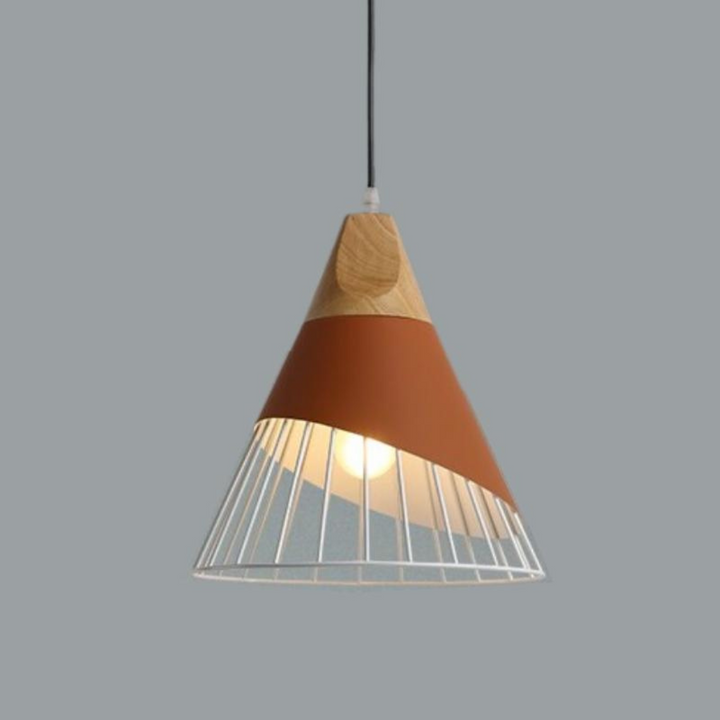 Modern Industrial Pendant Light in Scandinavian Style – Wood & Metal Kalsten