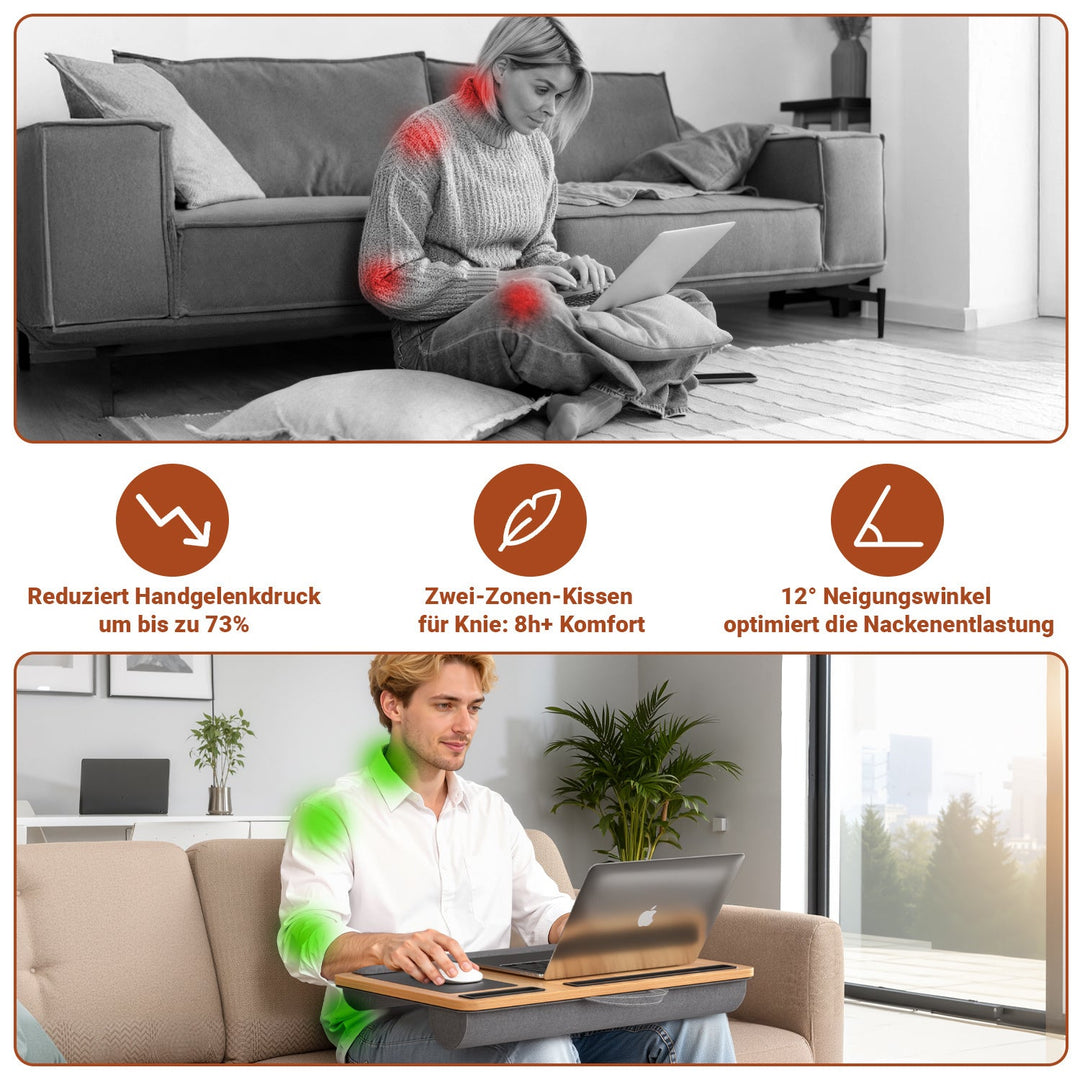 Laptop cushion ergonomic laptop table with wrist rest & padded | Kalsten