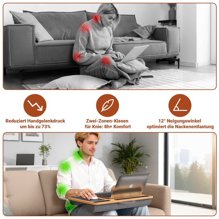 Laptop cushion ergonomic laptop table with wrist rest & padded | Kalsten