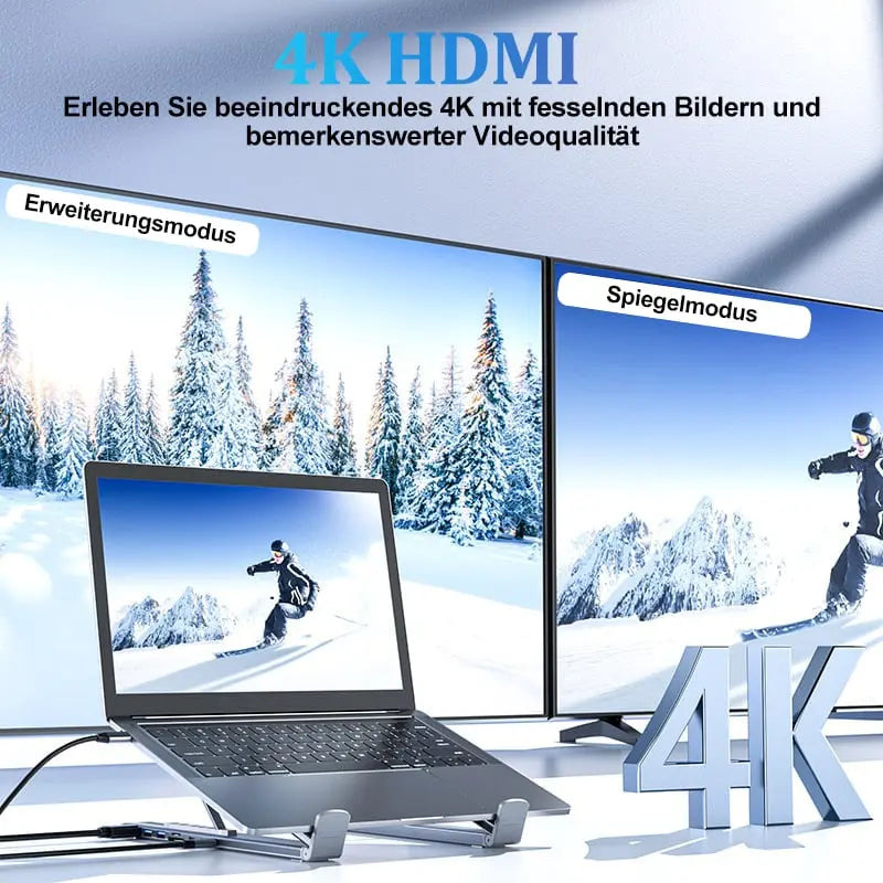 Kalsten | Foldable laptop stand with 8-in-1 hub – For tech enthusiasts & fast charging fans