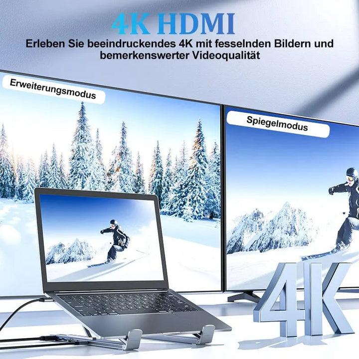Kalsten | Foldable laptop stand with 8-in-1 hub – For tech enthusiasts & fast charging fans