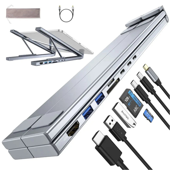 Kalsten | Foldable laptop stand with 8-in-1 hub – For tech enthusiasts & fast charging fans