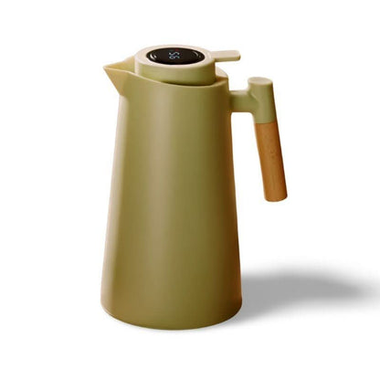 Skanto | Double Wall Thermos Carafe with Temperature Display and Wood Handle