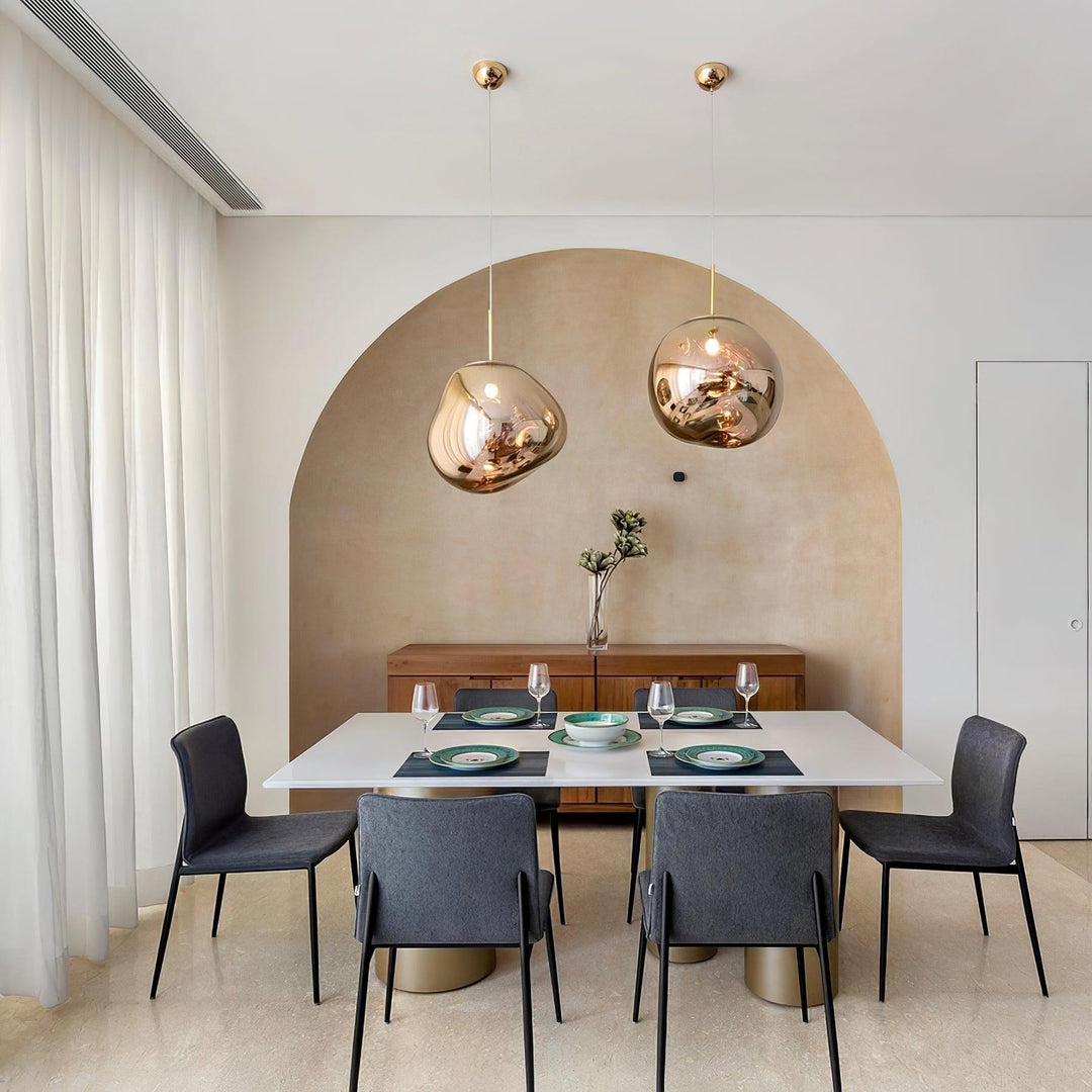 Pendant Lamp Metal 11 in Adjustable Ceiling Light Silver Gold Rose Gold Smoky Gray | Kalsten