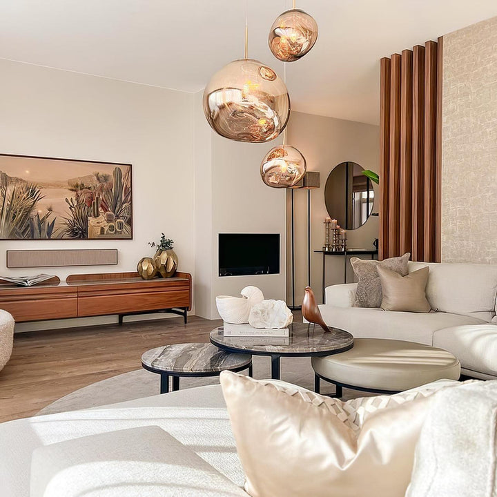 Pendant Lamp Metal 11 in Adjustable Ceiling Light Silver Gold Rose Gold Smoky Gray | Kalsten