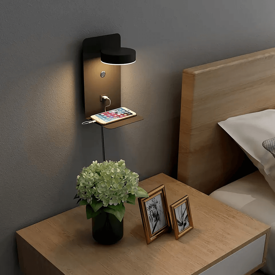 Night Lamp with Charger – 330° Rotatable LED Desk Light