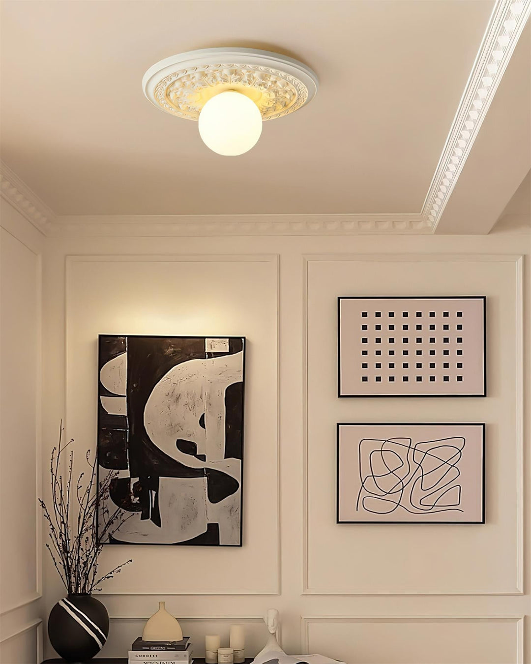 Ceiling Light Acrylic 13.7 in Beige Flush Mount Living Room Bedroom Decorative Fixture | Kalsten