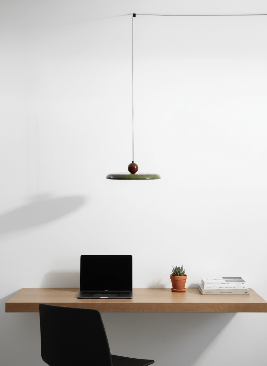 Metal Pendant Ceiling Light 11.8 in Round Disk Warm LED Indoor Dining Room Kitchen Island Hanging Fixture | Kalsten