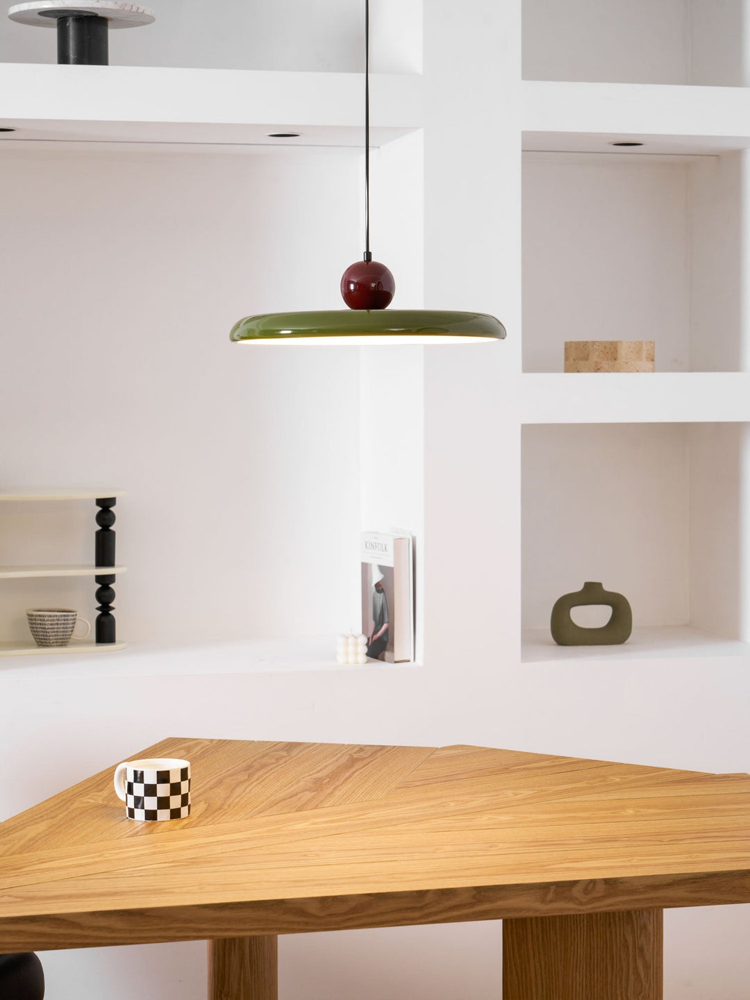 Metal Pendant Ceiling Light 11.8 in Round Disk Warm LED Indoor Dining Room Kitchen Island Hanging Fixture | Kalsten