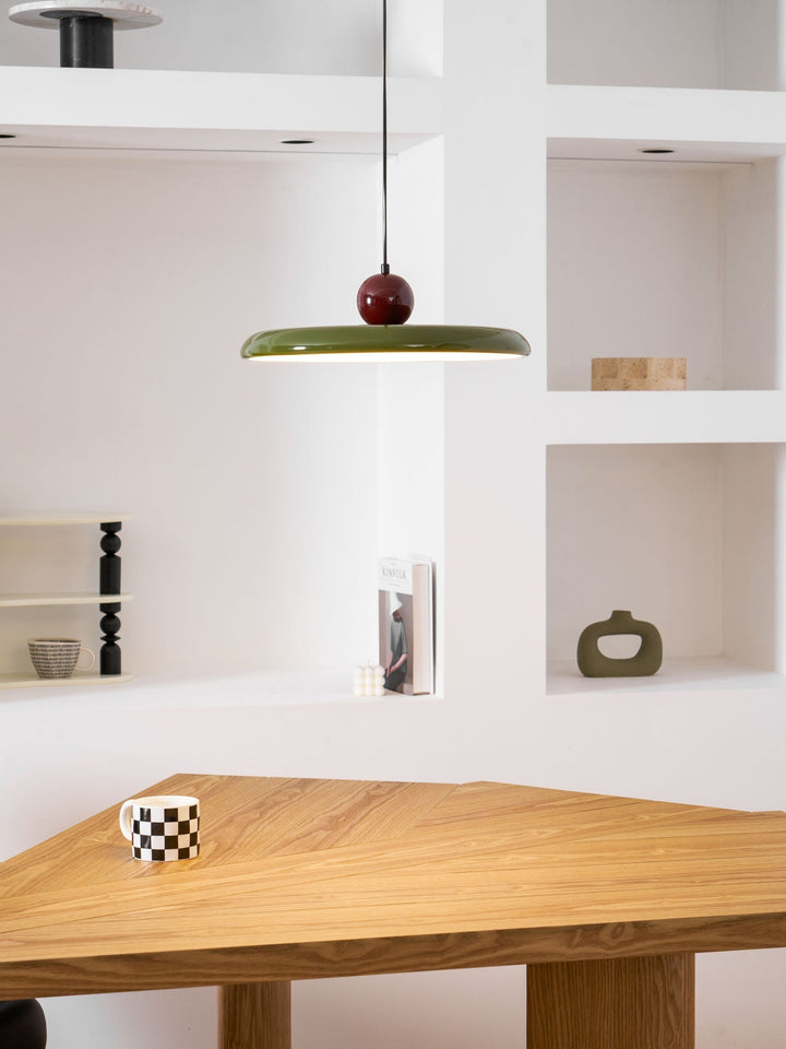 Metal Pendant Ceiling Light 11.8 in Round Disk Warm LED Indoor Dining Room Kitchen Island Hanging Fixture | Kalsten