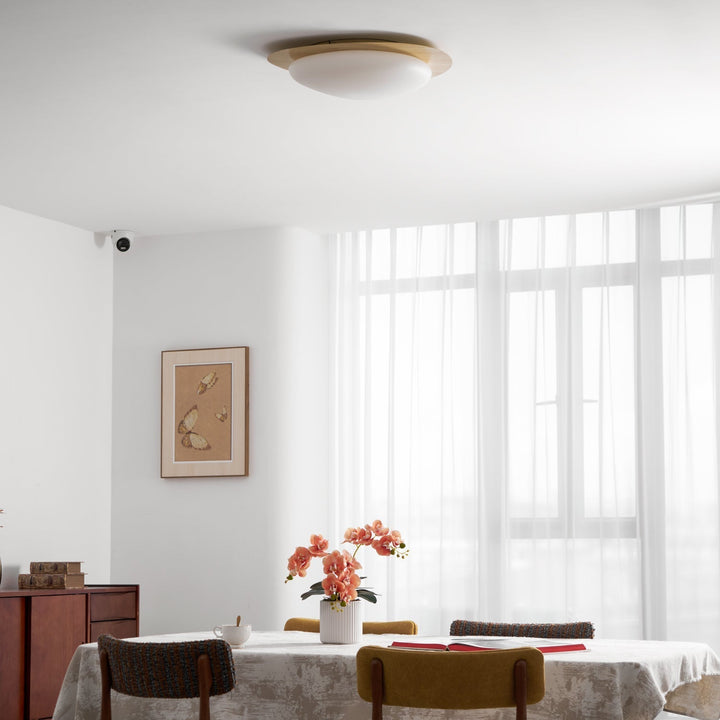 Pebble Ceiling Light 11.8 in 12W Walnut Grain Indoor Flush Mount LED | Modern Bedroom Living Room Dining Room Ceiling Fixture | Kalsten
