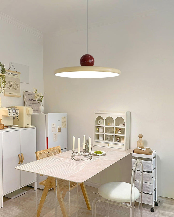 Metal Pendant Ceiling Light 11.8 in Round Disk Warm LED Indoor Dining Room Kitchen Island Hanging Fixture | Kalsten