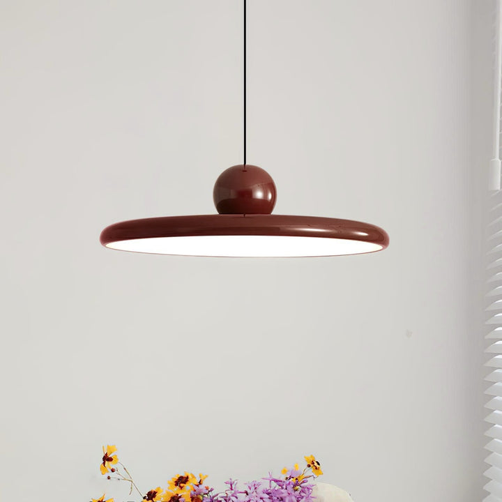 Metal Pendant Ceiling Light 11.8 in Round Disk Warm LED Indoor Dining Room Kitchen Island Hanging Fixture | Kalsten